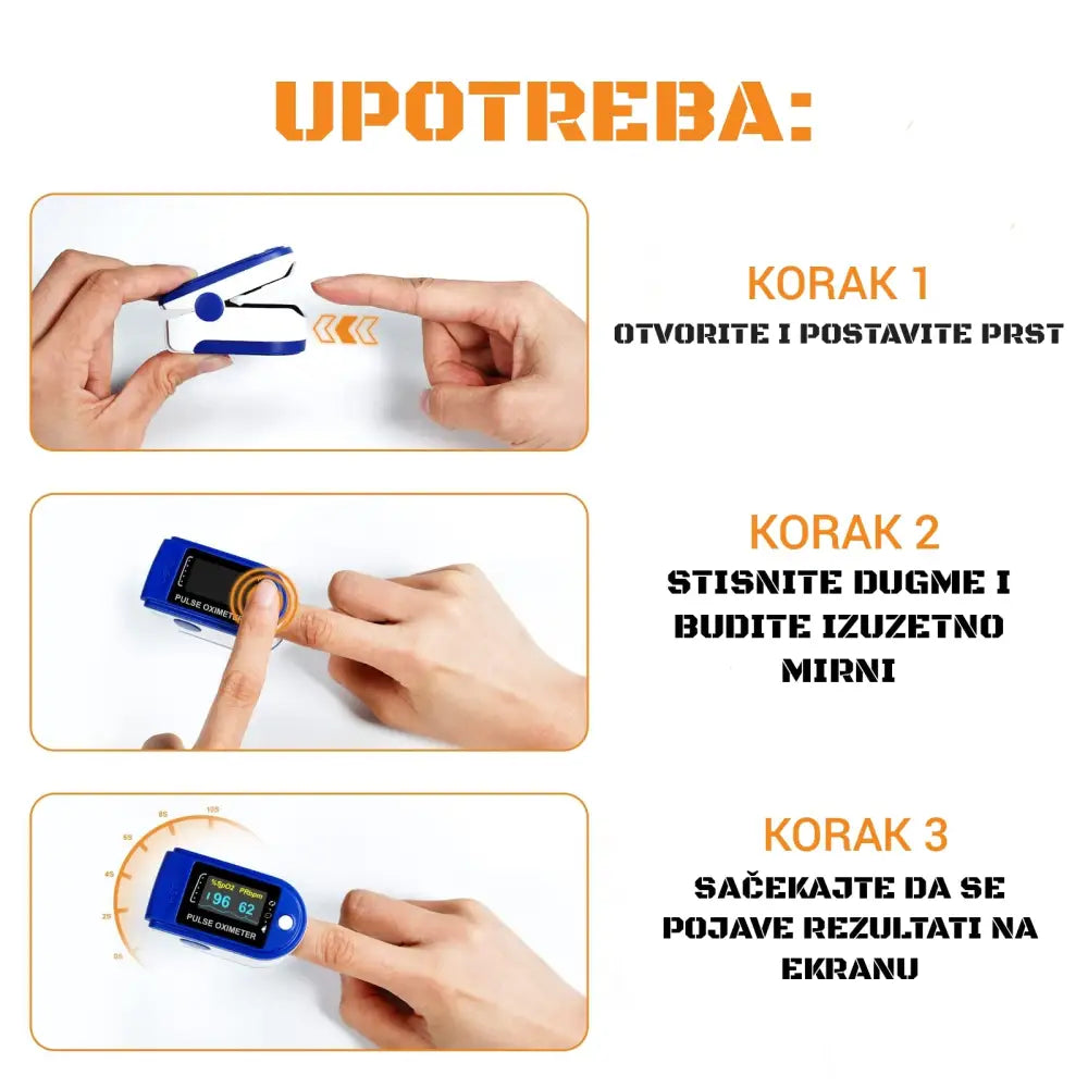 PULSNI OKSIMETAR - merač pulsa i kiseonika u krvi + GRATIS BATERIJE